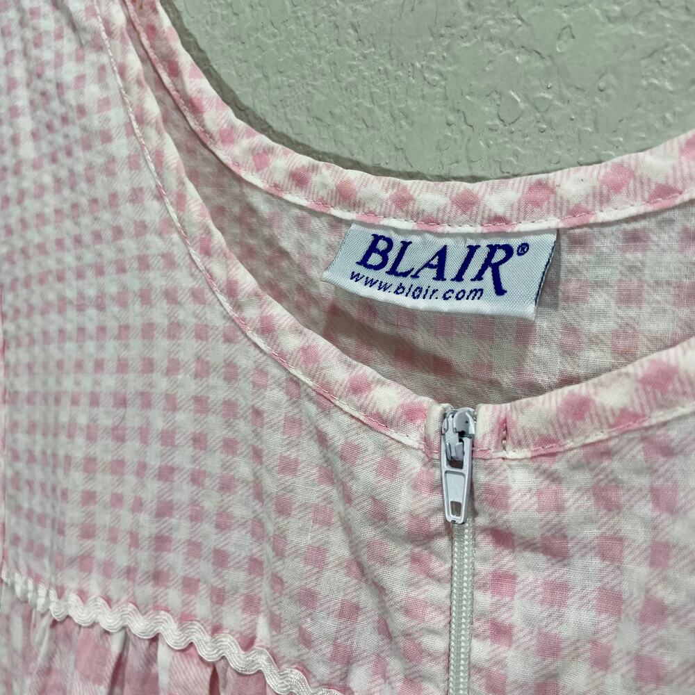 Vintage 1980s Blair Pink & White Gingham Sleeveless House Dress Womens Large - Picture 10 of 10